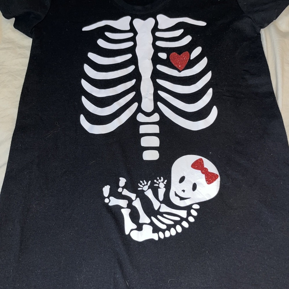 Halloween Maternity shirts size large Skeleton‎ Graphics Black - Picture 3 of 6